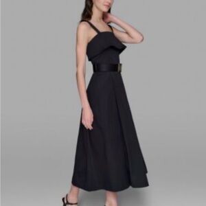 Karl Lagerfeld Black Midi Dress with Belt